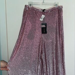 NWT Emily Shalant Ice Pink Sequin Palazzo Pants Size 14